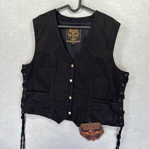 NWT Milwaukee Performance Women’s XXL Black Denim Motorcycle Vest w/ Side Lace